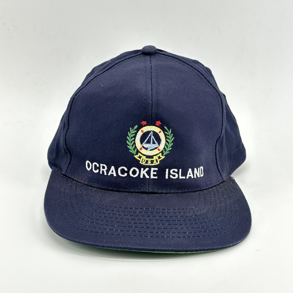 Vintage Ocracoke Island NC Snapback Hat Cap Souvenir Adjustable Tourist 90s